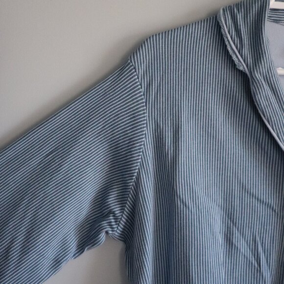 Simon Chang Womens‎ Blue Sz XL Striped Buttoned Cotton Lace Pj Long Sleeve Top - Picture 3 of 12
